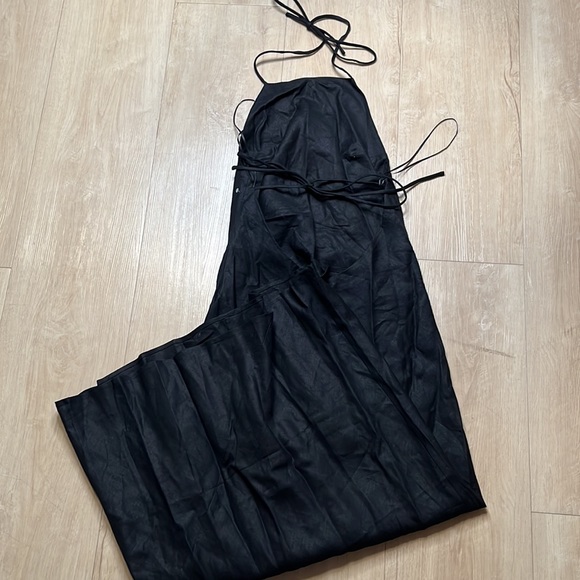 REFORMATION Selia open-back linen maxi dress BLACK SIZE SMALL - Picture 5 of 8